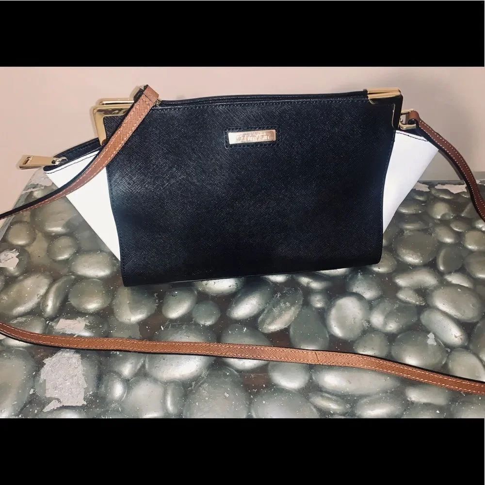 Calvin Klein Blk, White Trapeze Crossbody Purse